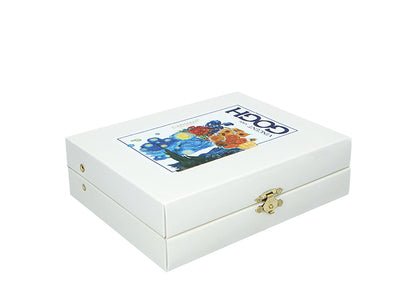 Set de 6 cuillères plaquées or 24K avec 1 cuillère à sucre - V. van Gogh, assortiment, personnalisable par gravure, élégant emballage cadeau, dimensions 13 cm