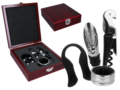 Set pour ouvrir le vin dans une élégante boîte en bois personnalisable par gravure