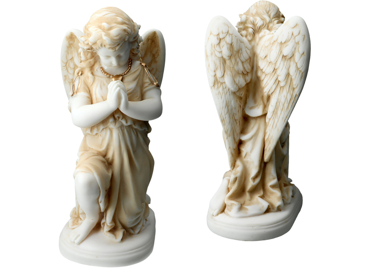 Alabaster Praying Angel - 25cm Alabaster Figurine, Customizable with Engraving