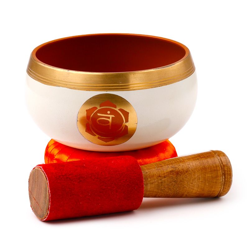 Orange chakra singing bowl with engraving personalization option, metal sound bowl, perfect as a gift, diameter 10 cm, height 5 cm