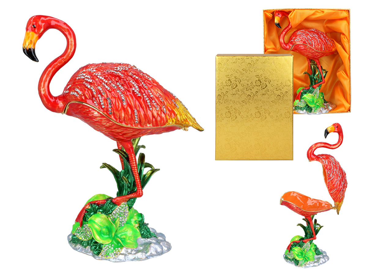 Boîte métallique Flamant personnalisable par gravure, décorative, idéale comme cadeau, hauteur 22 cm