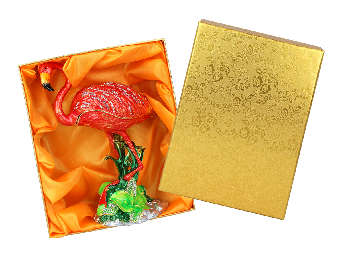 Boîte métallique Flamant personnalisable par gravure, décorative, idéale comme cadeau, hauteur 22 cm