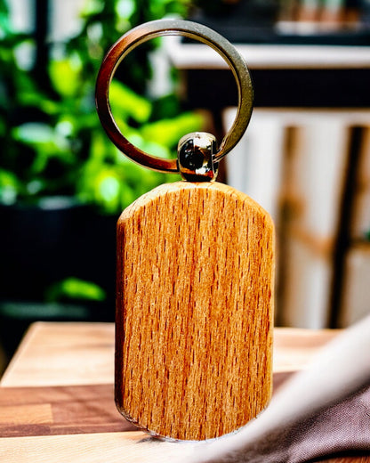 Porte-clés Élégant en Bois avec Personnalisation par Gravure – Idéal pour un Cadeau