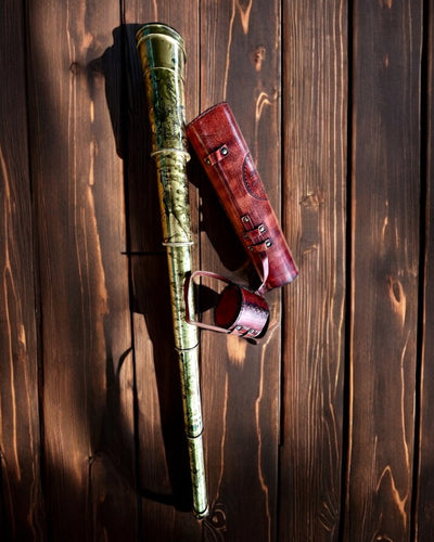 Royal Spyglass "Voyager 1818" – Exclusive, Brass, 83 cm, Handcrafted, Genuine Leather Case – Collector's Edition, Customization with Engraving for Gift