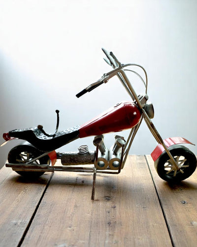 Metal Wine Rack 40 cm long, in the shape of a motorcycle with engraving option for a gift