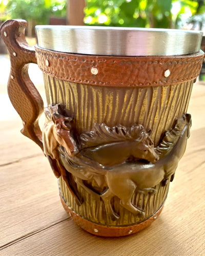 Mug with Horse Motif, 330 ml, customizable with engraving for a gift