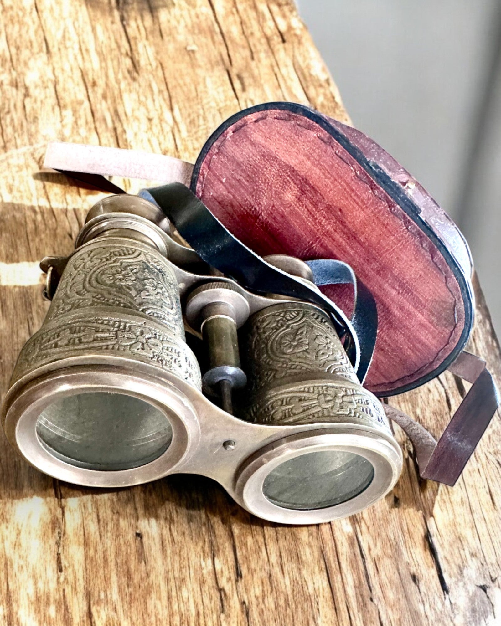 Jumelles avec étui en cuir Victorian's Eye, 11 cm en laiton, décorées à la main, personnalisation par gravure pour cadeau
