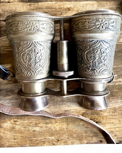 Jumelles avec étui en cuir Victorian's Eye, 11 cm en laiton, décorées à la main, personnalisation par gravure pour cadeau
