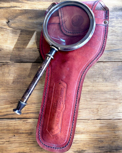 Loupe en Laiton « Navigator 1941 » avec Étui en Cuir – Fait Main, Premium, possibilité de personnalisation pour cadeau