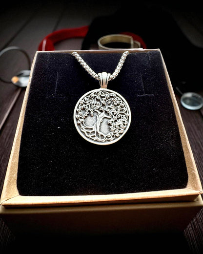 Amulette Arbre de Vie avec Gravure Possible - collier "Vitalité de la Nature", personnalisation