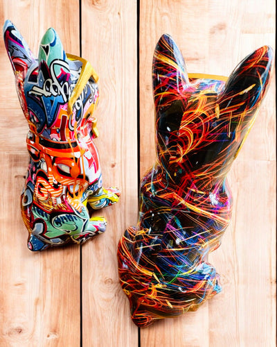 Bulldog Coloré avec Lunettes - Décoration Intérieure Unique, figurine décorative pour cadeau, personnalisation par gravure