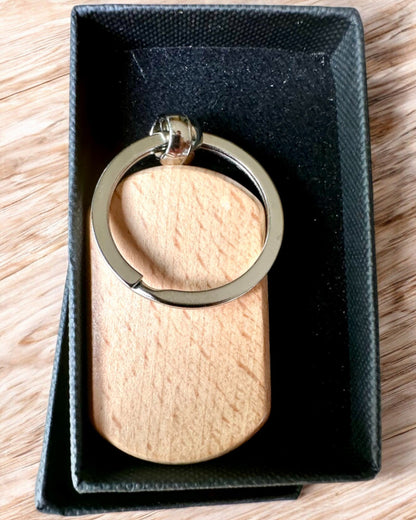 Porte-clés Élégant en Bois avec Personnalisation par Gravure – Idéal pour un Cadeau