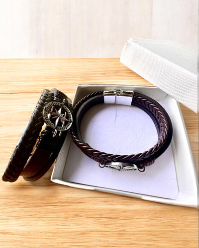 Braccialetto "Compass Adventure" - possibilità di personalizzazione con incisione per regalo, 2 varianti di colore a scelta