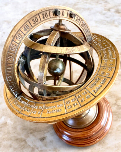 Brass Armillary "AstroGlobe" 13 cm in height, Handcrafted with Engraving Option, office decoration