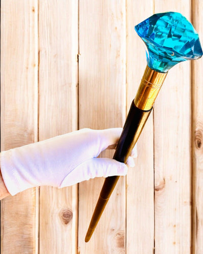 Spazierstock "Blauer Diamant" - Handgefertigt aus Holz, Gravur möglich