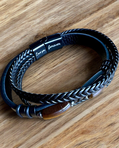 Bracciale Maschile Magnetic Love – in pelle con possibilità di personalizzazione con incisione per regalo