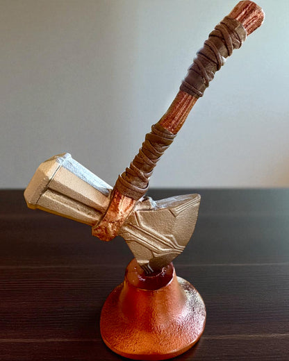 Storm Relic – decorative hammer with base, 26 cm, handmade, customizable with engraving for a gift