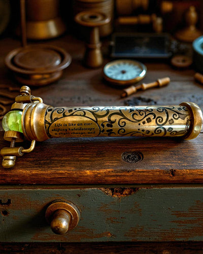 Caleidoscopio Vintage “Emerald Dreams”, 15 cm – fatto a mano, con possibilità di personalizzazione tramite incisione come regalo