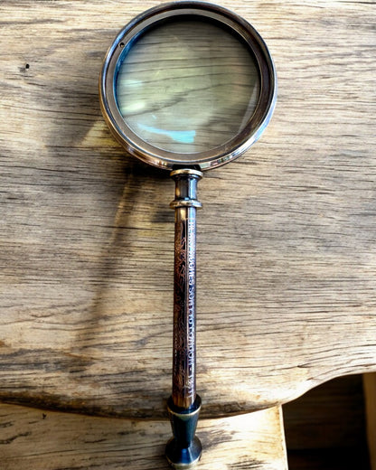 Loupe en Laiton « Navigator 1941 » avec Étui en Cuir – Fait Main, Premium, possibilité de personnalisation pour cadeau