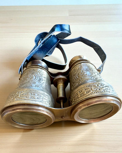 Binoculars with leather case Victorian's Eye, 11 cm Brass, Hand-decorated, personalization with engraving for a gift