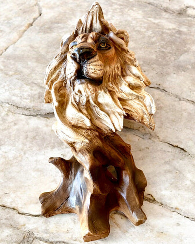 Lion Courage Resin Figurine, 28 cm tall, with engraving option for a gift