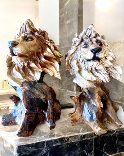 Lion Courage Resin Figurine, 28 cm tall, with engraving option for a gift