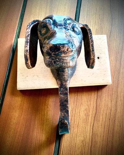 Porte-manteau en laiton Chien Ami, fait à la main, possibilité de personnalisation avec gravure sur bois