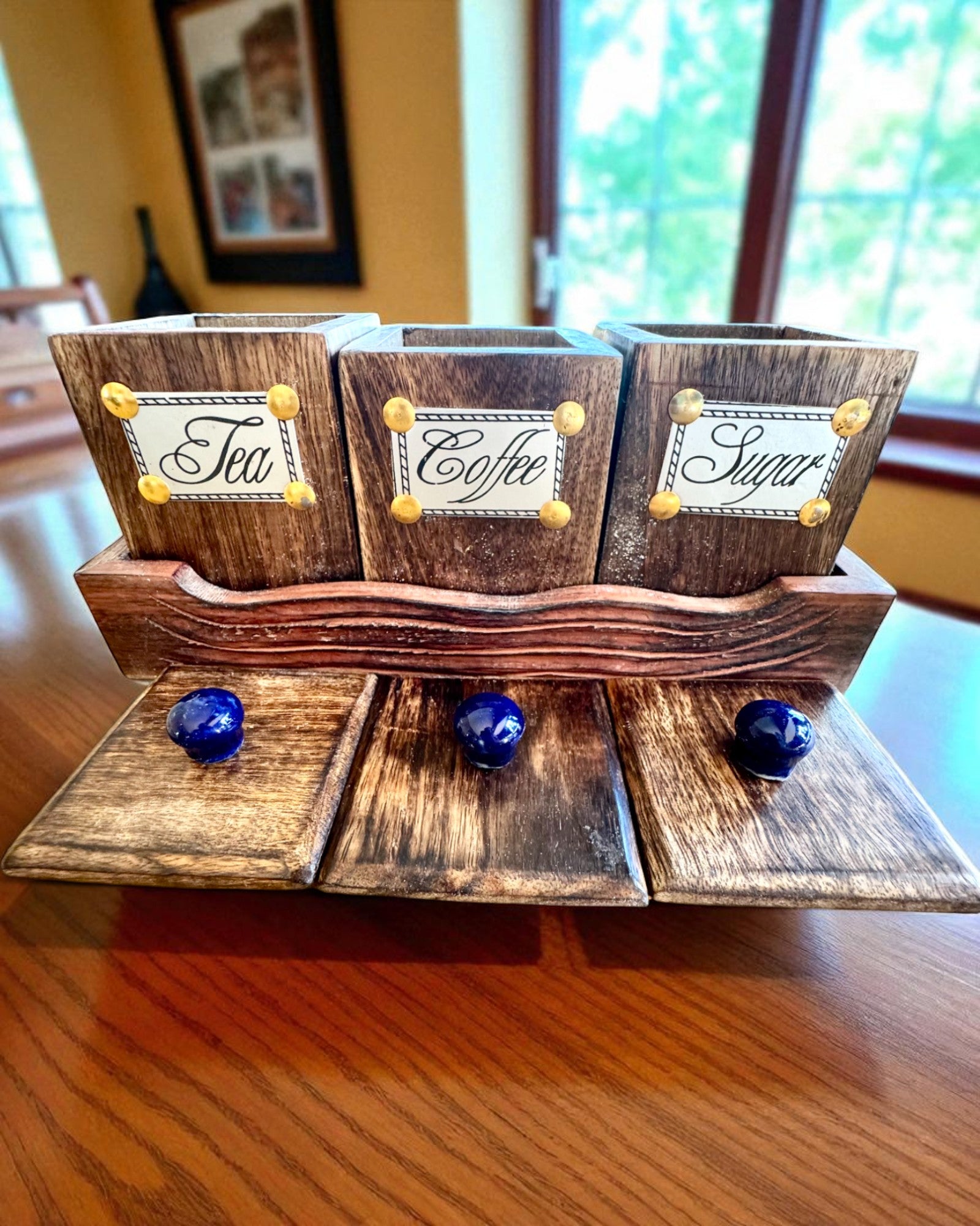 Set Royal Trio – Tee, Kaffee, Zucker aus Shisham-Holz, handgefertigt, mit Gravuroption als Geschenk