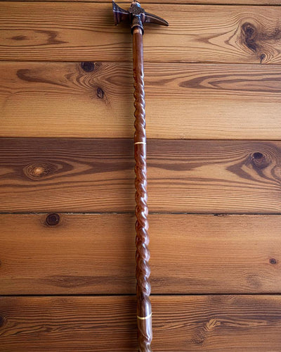 Bastone da passeggio - WIKING con testa a forma di martello da guerra, possibilità di personalizzazione con incisione per regalo