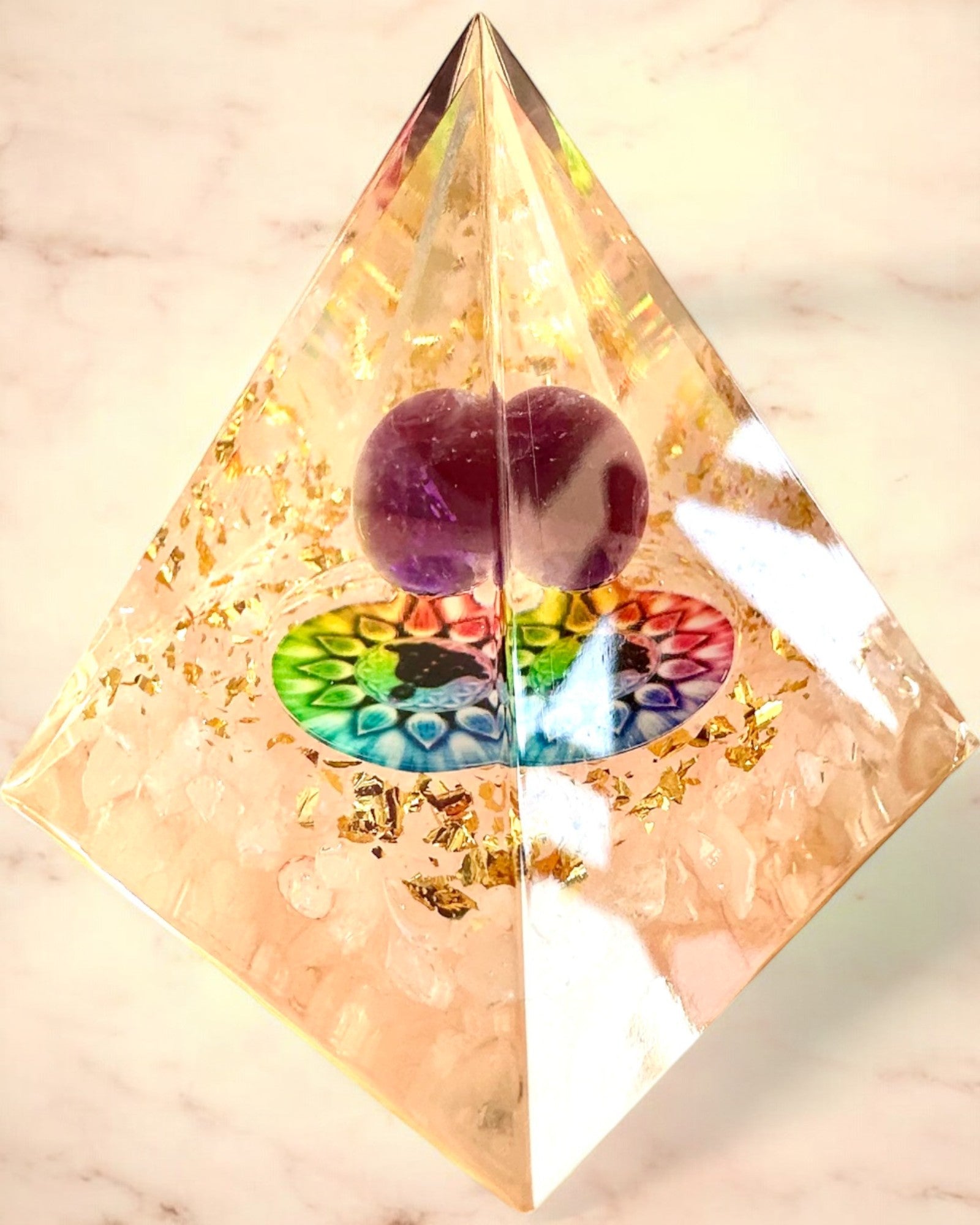 Piramide Energetica orgonite Piramide dell'Energia "Armonia della Luce" - Cristallina, per regalo
