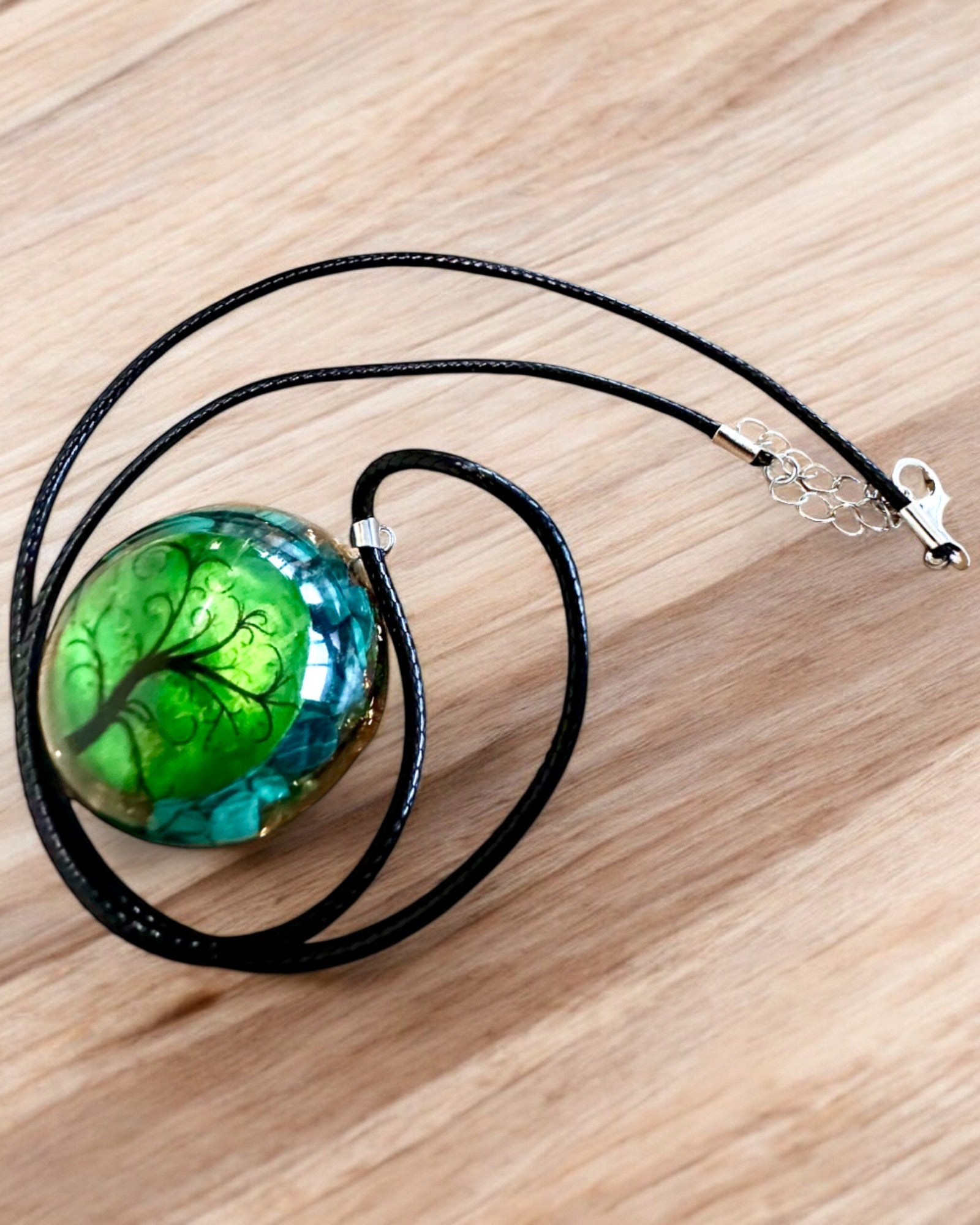 "Amuleto di Malachite della Vita" - collana personalizzabile con incisione per regalo