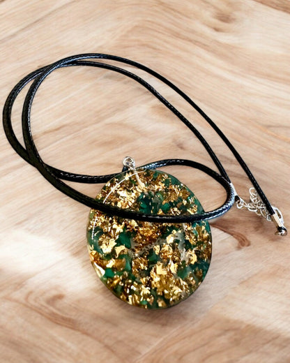"Amuleto di Malachite della Vita" - collana personalizzabile con incisione per regalo