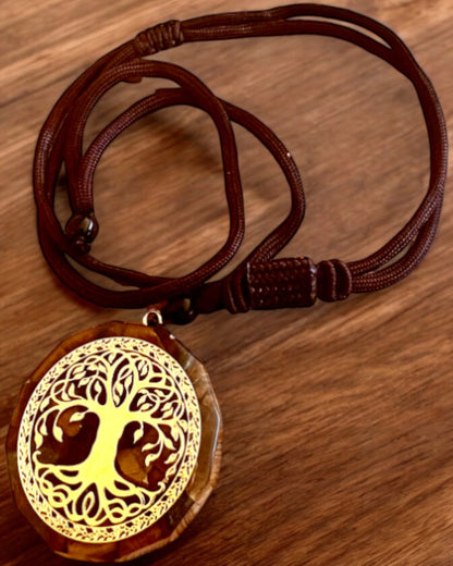 Amuleto "Drzewo Życia" con occhio di tigre, collana regalo con personalizzazione incisione