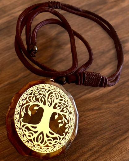 Amuleto "Drzewo Życia" con occhio di tigre, collana regalo con personalizzazione incisione