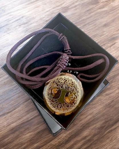 Amuleto "Drzewo Życia" con occhio di tigre, collana regalo con personalizzazione incisione
