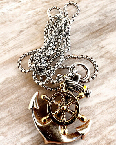 Amulet Captain's Sea Anchor, necklace with engraving option for a gift