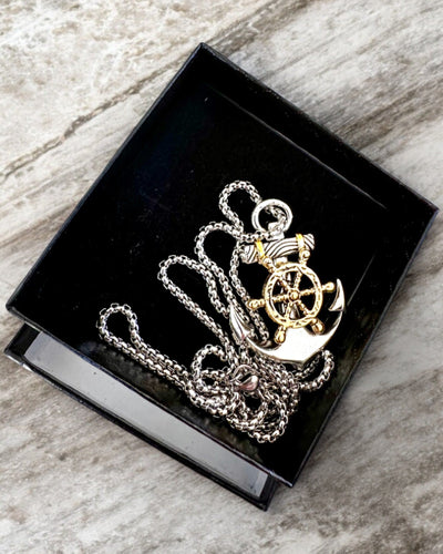 Amulet Captain's Sea Anchor, necklace with engraving option for a gift