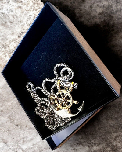Amulet Captain's Sea Anchor, necklace with engraving option for a gift