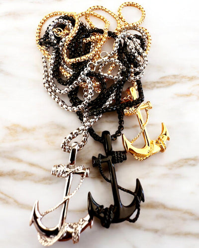 Anchor of Determination, Marine Amulet, necklace, personalization with engraving available for gift, 3 variants to choose from