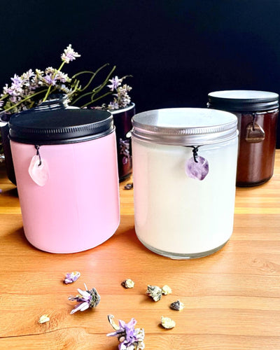 Intentional Soy Candle Rose Quartz – love, harmony and peace of heart, 250 ml, possibility of personalization as a gift