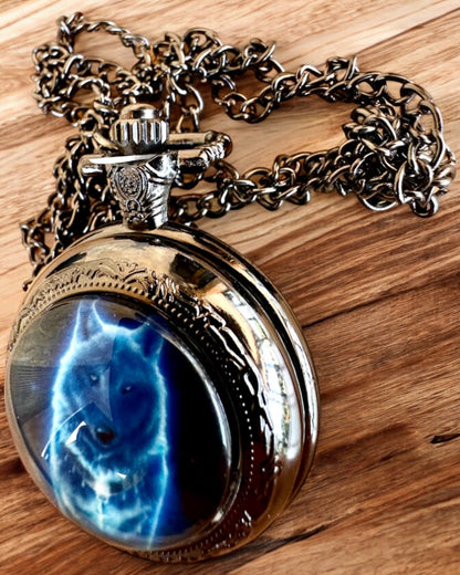Montre de Poche Lunar Wolf – Horloge du Loup Lunaire, possibilité de personnalisation avec gravure pour cadeau