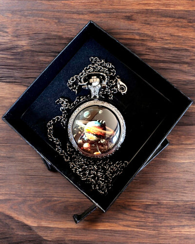 Cosmic Pocket Watch "Galactic Secret", personalized with engraving for a gift