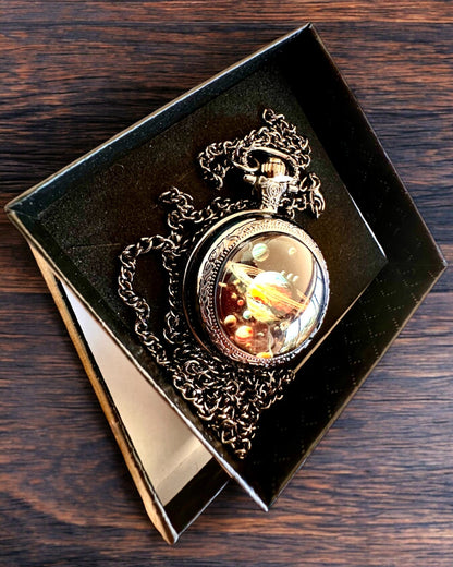 Orologio da tasca spaziale "Segreto Galattico", personalizzazione con incisione per regalo