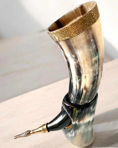 Tazza Corno "Viking Valor" - Incisa a Mano, Qualità Premium - 4 varianti disponibili