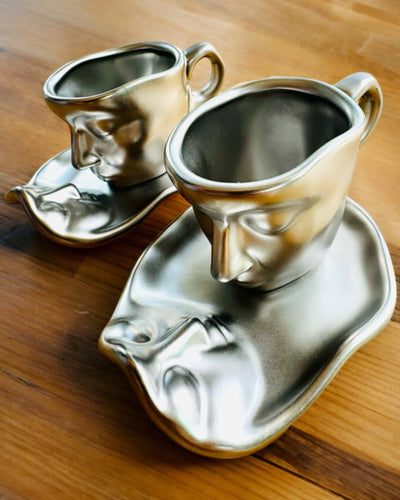 Elegante Keramiktassen „Maska“ – Set mit 2 Stück - Möglichkeit zur Personalisierung mit Gravur als Geschenk