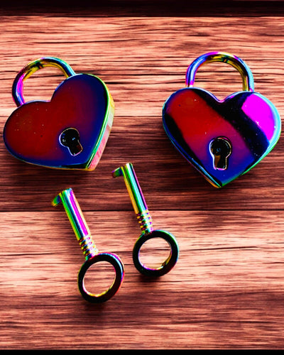 Mini Cadenas d'Amour Cœur DeLuxe, Ensemble de 2 cadenas avec clés, 6 variantes au choix, possibilité de personnalisation par gravure pour cadeau