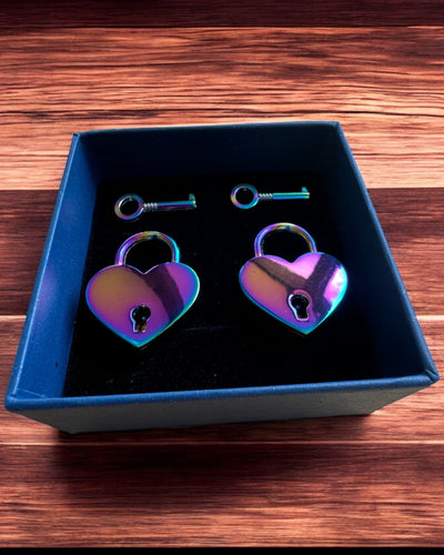 Mini Cadenas d'Amour Cœur DeLuxe, Ensemble de 2 cadenas avec clés, 6 variantes au choix, possibilité de personnalisation par gravure pour cadeau