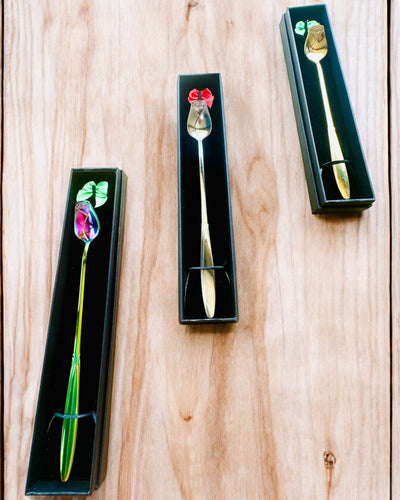 Cuillère Personnalisée en Rose avec Option de Gravure pour Cadeau - 3 Variantes de Couleur au Choix