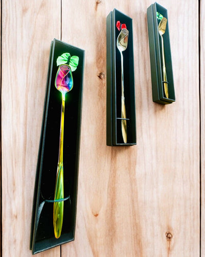 Cuillère Personnalisée en Rose avec Option de Gravure pour Cadeau - 3 Variantes de Couleur au Choix