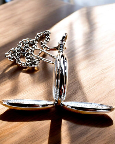 Orologio da Tasca Meccanico Classico con Doppio Coperchio, Manuale, Colore Argento